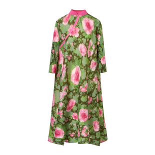 初夏味道褶皱新中式气质连衣裙款妈妈春夏减龄洋气复古改良旗袍裙