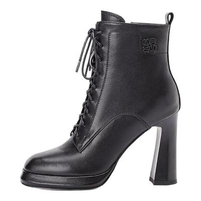 真皮10CM超高跟短靴女