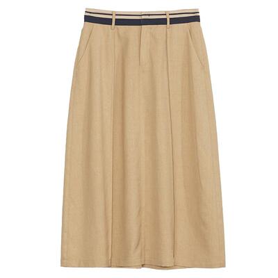 谜底A型半身裙年夏季新品复古通勤风百搭中长款半裙242MB0594