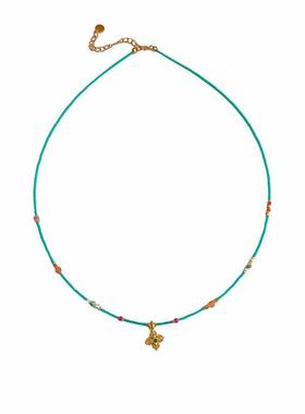 天然石蝴蝶滴油项链女百搭锁骨链