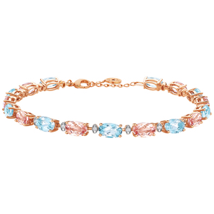 ENZO 粉红之境 18K金摩根石海蓝宝石钻石手链 EZV8786新春礼物