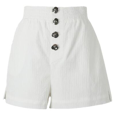 【等风】Magyann设计师原创通勤休闲款纯色透气松紧腰钮扣短裤女