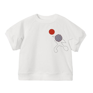 允儿妈女童2026春季新款韩系简约贴布短袖 儿童叠穿上衣宝宝T恤潮