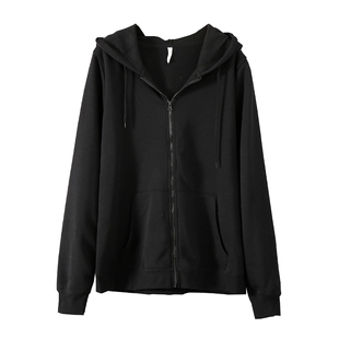 澳洲单大码女装春秋季加绒连帽卫衣夹克衫brushed hooded jacket