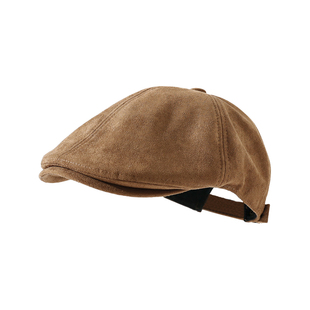 前进帽女2025新款英伦复古贝雷帽大头围显脸小反戴鸭舌报童帽子男