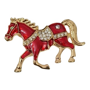 奢华复古骏马款滴油红马镶钻胸针男女时尚西装礼服高级感百搭配饰
