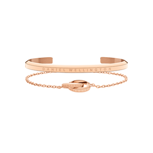 【新年礼物】DW配饰套装女 玫瑰金色小双环手链简约手镯轻奢叠戴
