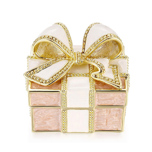 【微瑕捡漏 原装礼盒】日本picals耳钉戒指盒珐琅蝴蝶结方形盒子