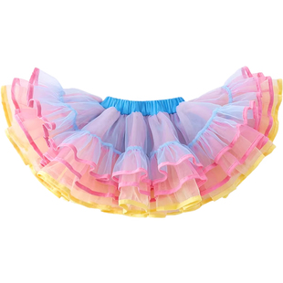 米米哈罗女童短裙洋气儿童tutu裙春夏2026新款女孩蓬蓬网纱蛋糕裙