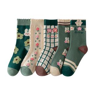 女童袜子秋冬纯棉儿童春秋长筒中筒袜秋季ins潮宝宝童袜冬季棉袜