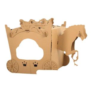 儿童马车模型纸板玩具屋幼儿园纸箱手工diy女孩游戏屋拆装马拉车