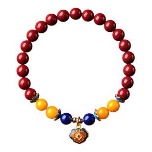 本命年朱砂手串女款旗舰店正品原石蜜蜡转运珠原矿朱砂手链女情侣