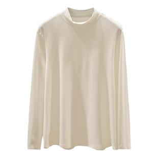 秋季新款长袖打底衫女休闲大码胖mm纯色上衣宽松显瘦套头内搭T恤