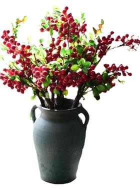 红浆果仿真花发财果树枝插花