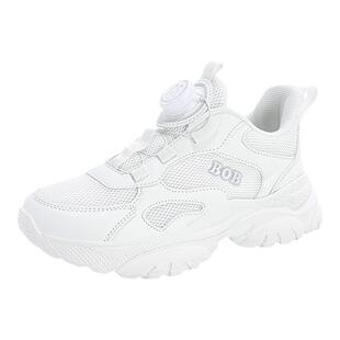 巴布豆小白鞋男童春秋款网面鞋子2026新款透气儿童白色运动鞋女童