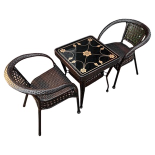 藤椅阳台茶桌茶椅组合藤椅靠背椅三件套藤编椅子室外休闲桌户外