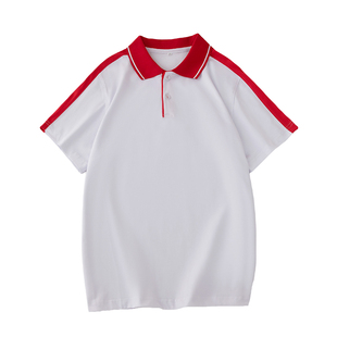 初中班服夏季红色翻领上衣套装高中学生学院风polo衫校园校服短袖