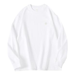 2025冬季加绒长袖t恤男美式休闲潮牌刺绣上衣男士宽松圆领打底衫