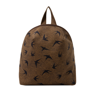 彩衣堂国风美拉德棕双肩包原创可爱背包休闲帆布复古书包文创礼物