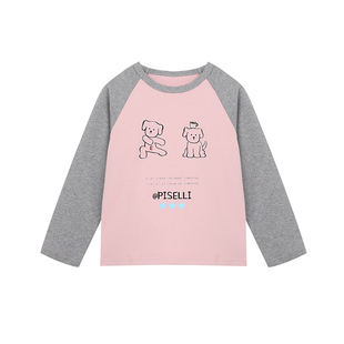 PISELLI史豌豆童装女童2026新款春季插肩袖T恤中大童内搭上衣潮