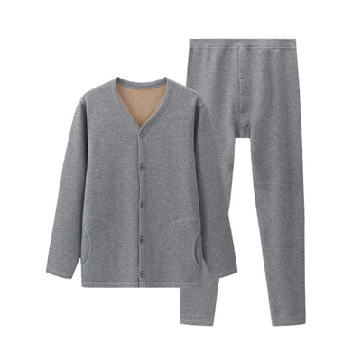 鹅牌秋冬新品抗静电密绒加厚弹力贴块男女开衫保暖内衣套装可外穿