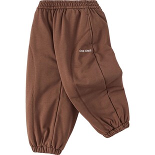 巴拉巴拉男童女童裤子儿童夹棉加厚运动裤秋冬季新款宝宝黑色潮小