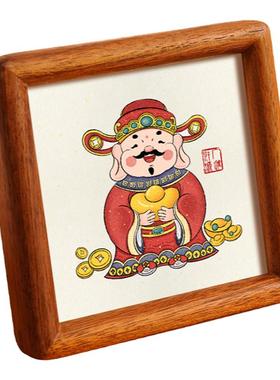 新年发财源广进书法相框摆件闲约