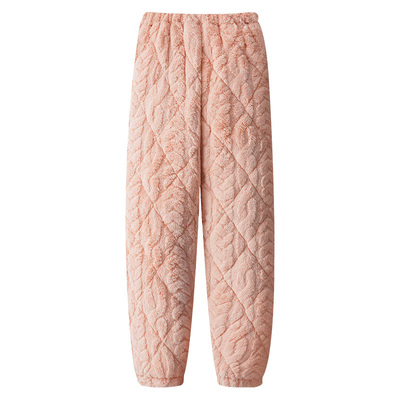 三层夹棉御寒保暖女加绒加厚睡裤