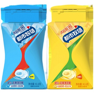 都市牧场气泡夹心无糖薄荷糖41.6g糖清口含片维C便携清新口气零食