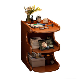 床头置物架家用卧室小型侧边极窄实木床边神器替代品床边简易柜子
