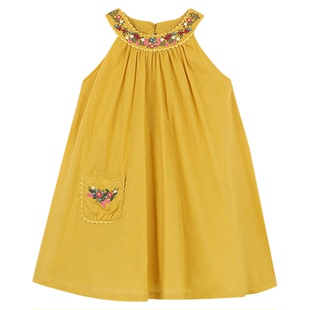 女童夏季新款复古小众纯棉刺绣背心裙允儿妈时尚公主裙宝宝连衣裙