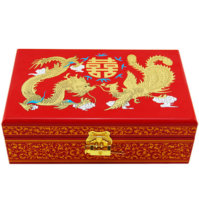 结婚首饰盒三金盒新娘梳妆盒带锁