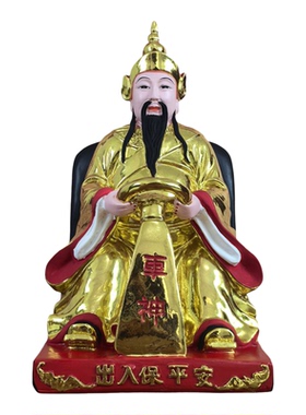 复古树脂车神佛像路神摆件