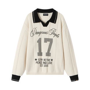 Dangerouspeople薛之谦dsp针织字母Polo衫球衣潮牌运动风百搭毛衣
