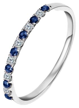 纯银粉钻戒指蓝白钻戒