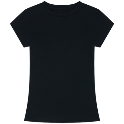 Halo Luu 黑色正肩圆领针织短袖t恤女夏季新款显瘦短款修身上衣