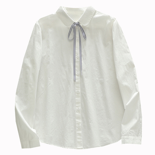 纯棉JK制服衬衫女长袖2024春秋新款学院风宽松百搭白衬衣打底上衣