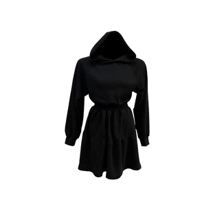 秋冬连帽卫衣裙女蛋糕裙微胖a字连衣裙短款显瘦遮肚腩小个子收腰