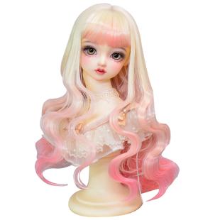 娃娃bjd假发6分4分3分dd巨婴刘海水波纹浅金黄色渐变色假发包邮