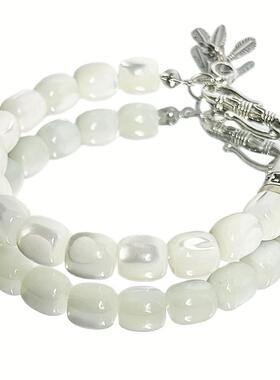 原创天然马蹄螺复古藏银手链手串