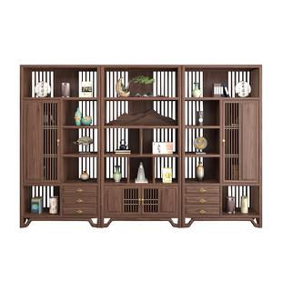 乌金木白蜡博古架现代简约多宝阁茶叶架展示柜隔断置物架古董书架