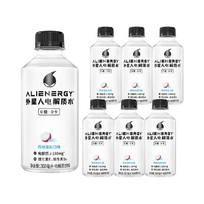 【直播推荐】外星人电解质水荔枝海盐口味300mL×6瓶0糖0卡饮料