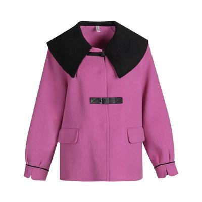 娃娃领短款绵羊毛呢子大衣傲丝度