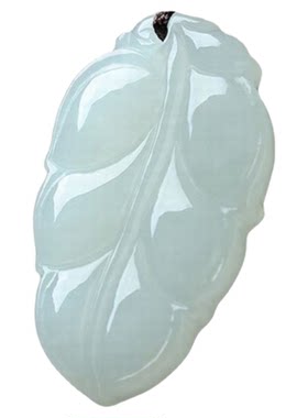 和田玉事业有成玉石树叶吊坠