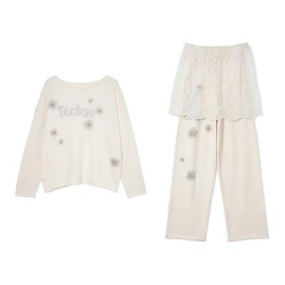 TCH2026春夏新款烫钻时尚慵懒淑女针织衫长裤套装女T75C07E1112