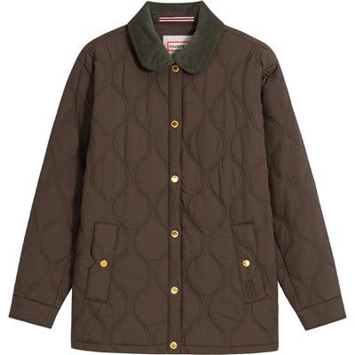 HUNTER2025秋冬女装绗缝翻领棉服保暖时尚撞色拼接领口外套女