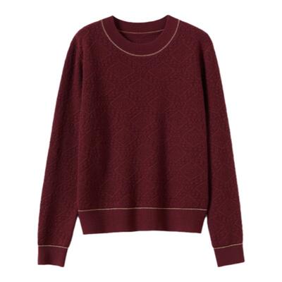 艺术浮雕提花圆领长袖针织衫