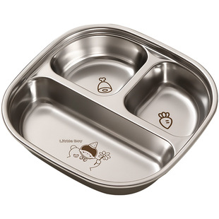 儿童餐盘316L不锈钢分格盘宝宝吸盘式辅食盘婴幼儿园专用餐具饭盘