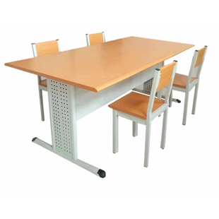 学校阅览桌图书馆桌椅书店阅览室钢木长条专用阅读培训桌课桌椅子