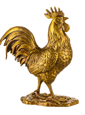 卡斯特兰纯铜公鸡生肖鸡摆件客厅